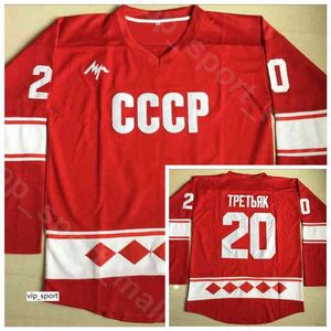 Mannen Vintage 1980 CCCP Rusland 20 Vladislav Tretiak Jerseys Red Home Ice Hockey 24 Sergei Makarov Jersey