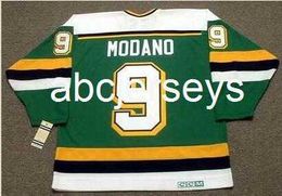 Men Vintage #9 Mike Modano Minnesota North Stars 1991 CCM Hockey Jersey Custom elk naamnummer