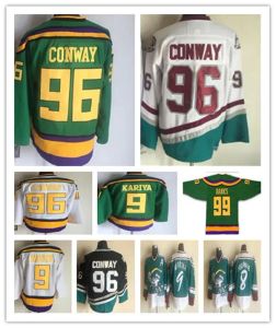 Aangepaste hockeytrui heren dames jonge Anaheim ''Ducks''Vintage Anaheim 96 Charlie Conway Hockey Greg Goldberg Fulton Reed Adam Banks Teemu