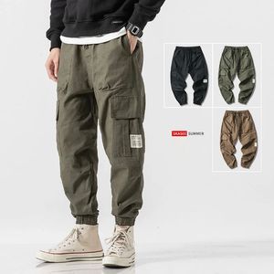 Pantalon Cargo Vintage pour hommes, mince, multipoches, surdimensionné, en coton, décontracté, jogging, Streetwear, Patch, vêtements masculins, 240220