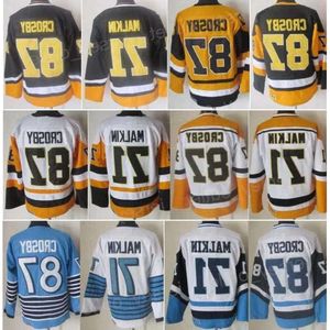 Hommes Vintage Classic Hockey 87 Sidney Crosby Retro Jersey 71 Evgeni Malkin CCM Noir Blanc Bleu Jaune Équipe Couleur Broderie Et Couture 90