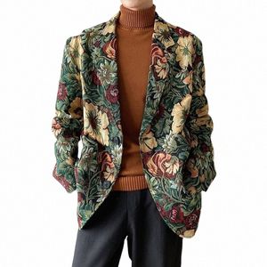 Hommes Vintage Fr Modèle Casual Lâche Blazers Costume Veste Mâle Streetwear Fi Costume Manteau Blazer Extérieur Vêtements de Scène l1xp #