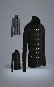 Veste militaire Vintage pour hommes, veste de défilé militaire gothique, boutons brodés, haut de couleur unie, uniforme rétro, Cardigan, vêtements d'extérieur 8722250