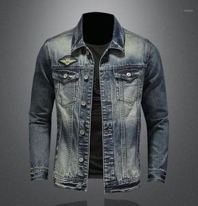 Hombres Vintage Pilot Denim Coat Bomber Jacket Slim Fit Jean prendas de vestir exteriores moda para hombre chaquetas de motociclista Drop Men039s8372262