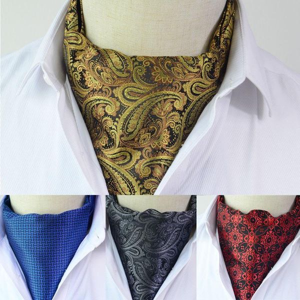 Hommes Vintage à pois mariage formel cravate Ascot auto style britannique Gentleman Polyester soie Paisley cou cravate costume de mariage