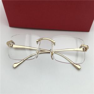 Hommes Vintage Rimless Prescription Eyeglass Frame Fashion Lunes Frames Frames Gold New With Box260T