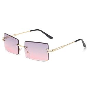 Men Vintage UV Protection Rechthoek Pro Acme Rimless zonnebril voor vrouwen frameloze brillen Designer Candy Color -bril