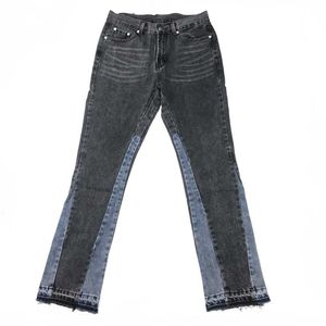 Pantalon évasé en jean slim noir délavé vintage pour homme Streetwear5keopor5