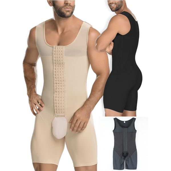 Entrenador de cintura para hombre, prenda modeladora de cuerpo completo, chaleco de Abdomen de talla grande 6XL, mono deshuesado de acero, entrepierna abierta, ropa interior ajustada ajustada para hombre