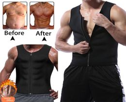Men Taille Trainer Vest Neopreen Sauna Suit Corset Body Shaper Zipper tanktop Workout Shirt3440960
