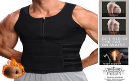 Men Taille Trainer Vest Neoprene Sauna Suit voor mannen Taille Trainer Vest Zipper Body Shaper met verstelbare tanktop Faja Shapewear7723298