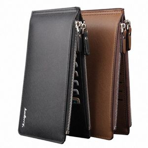 Men Wallet Card Holder Coin Purse Slim Leather Vertical Pocket Credit Card Organizer met Zipper Small Retro Busin Mey Clip I8v1#