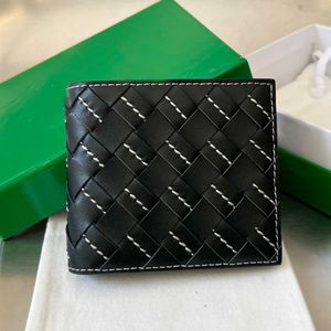 Supports de cartes de portefeuille masculins concepteur de cartes de cartes de carte supérieure miroir de qualité sac à main authentique couture en cuir portefeuilles tissés
