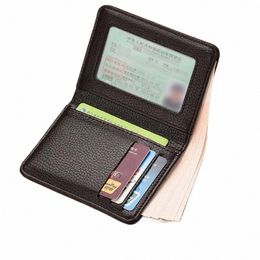 Men Wallet PU Leer Multi-slot Ultradunne ID-kaart Cover Portable Compactc Clip Mini Mey Bag F8PI#