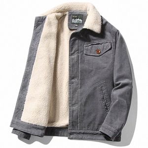 Hombres Abrigos cálidos Plus Veet Chaquetas de pana gruesa Cuello de piel masculino Chaqueta casual de invierno para hombre Outwear Ropa térmica Cott 6XL d15Z #