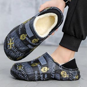 Hommes maison chaude hiver mâle élégant coton chaussures non glissantes imperméables soft eva mode pantoufles grande taille 231128 982