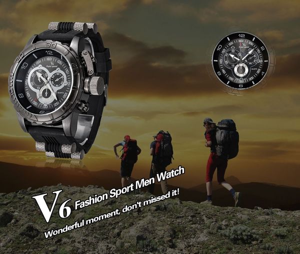 Reloj para hombre 2023 V6 supervelocidad cuarzo de silicona superficie 3D reloj de hora masculino analógico militar esfera grande deporte hombre Watch263q