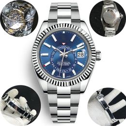 Reloj para hombre 24 horas multifunción Ajustable automático Mecánico 42 mm Negocios Acero inoxidable Oro 2813 Movimiento Luminoso Relojes a prueba de agua