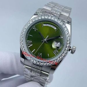 Mannen kijken 36 mm 18ct Platinum 3255 Beweging Automatische vrouwen 128238 Bracelet heren saffier waterdichte diamant horloges Romeinse wijzerplaat