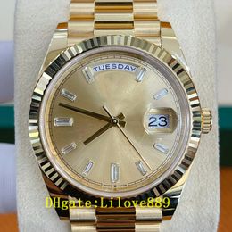 Hommes montre 40 mm Mens 2813 Diamond Diamant Mécanique automatique 904L DJ Bracelet en acier inoxydable Triangle Triangle Pit étanche Gold Watch
