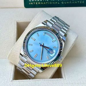 Hommes Montre Automatique Machines 40mm Ice Blue Carré Diamant Cadran Montres Boucle Déployante Conception Étanche 228236 Chiffres Arabes Montres