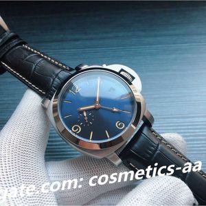 Montre homme mouvement mécanique automatique 44mm verre saphir bracelet cuir dos transparent avec montre-bracelet lumineuse