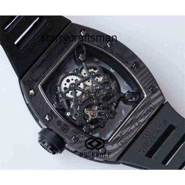 Men Watch Black Watch Automatic Date Fibre RM055 Carbon Series Tourbillon Man Machine