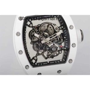 Mannen kijken Business Man Watch Leisure RM055 Wine RM055 Barrel Superclone Volledig beweging Automatische Crystal Case White Glue Band NM5O