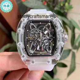 Men Wating Business Richa Transparent Top Watch Automatic Fecha Tendencia de moda mecánica Superclone Hollow Out Rubber Luminoso