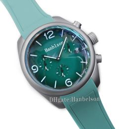 Reloj para hombre con esfera degradado verde, reloj de pulsera con movimiento automático, correa de reloj de tela tejida, reloj con bisel negro de dos tonos de 44mm