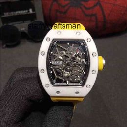 Men Watch Mechanical Top Wallwatch Automatic Date Mechanics Richa White Business Leisure Watch Ceramic Case amarillo