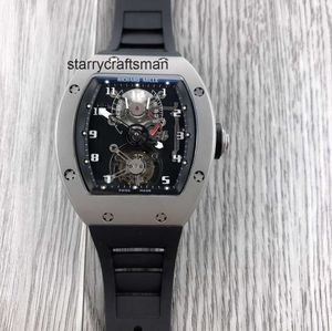 Designer de mécaniciens de montre pour hommes RM001 Superclone Watch Active Tourbillon Barrel Table Wristwatch Black Céramique