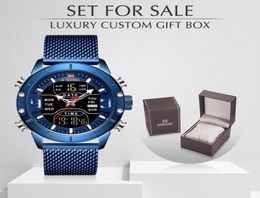 Men Watch Naviforce Luxury Brand Quartz Military Sport Relojes de muñeca para hombres Reloj digital LED impermeable con caja para 6053921