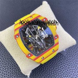 Reloj para hombre RM Milles Original Factory Rm Reloj de diseño mecánico Nuevo RM27-03 Tourbillon Hollow Fibra de carbono Miller Fashion Rubber Band