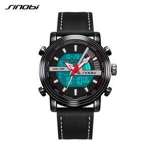 Hommes Montre Sinobi Noir Ceinture En Cuir Casual Mode Montre Numérique Hommes Montres Top Marque De Luxe Étanche Horloge Homme Saati Gratuit Q0524