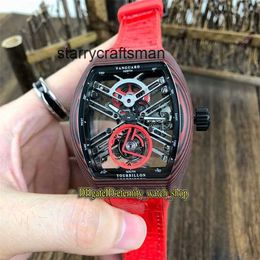 Les hommes regardent Super Top Skeleton Fibre Vanguard Vanguard Eternity Carbon Real Case Tourbillon Skeleton Dial Sport