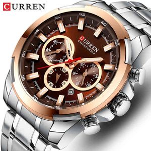 Mannen Kijk Top Luxe Merk Curren Mode Causale roestvrijstalen Herenhorloges Sport Chronograph Quartz Horloges Male Clock 210517
