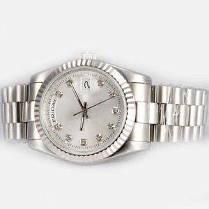Mannen kijken witte dail met datum polshorloge smart horloges markeren luxe roma man coole huidige automatische beweging met zilveren millenniumband ontwerp 36 mm dag