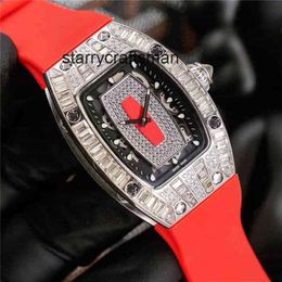 Mannen kijken Wine Barrel Top Date polshorloge Full-automatische Richa Business Watch Dames Machinery Fashion Trend Square Boor Night Light