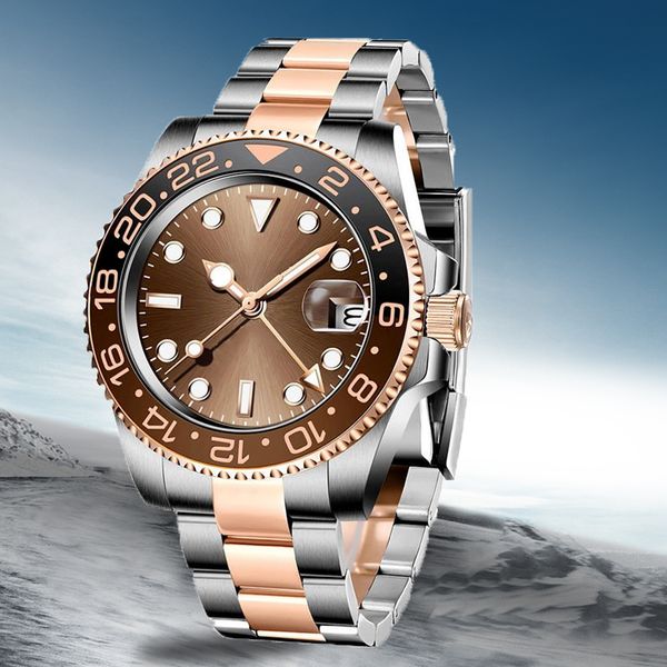 Reloj para hombre Relojes de esfera grande Reloj de acero inoxidable para hombre con día Relojes impermeables para hombre Reloj de pulsera de negocios clásico Reloj de oro rosa redondo luminoso de lujo