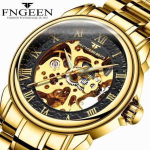 Mannen Horloges 2020 Gloednieuwe Stalen Mechanische Horloge Fashion Casual Skeleton Automatische Horloge Goud Mannen Watch1246N