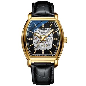 Mannen Horloges 2021 Goud Heren Automatisch Mechanisch Horloge Man Vriendje Gift Symbool Man Wiess Van Tijd Zwart Leer