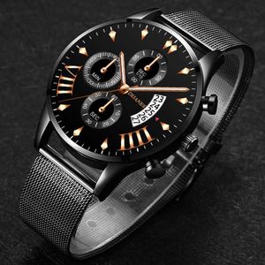 Hommes montres 2022 luxe affaires montre à Quartz en acier inoxydable maille ceinture horloge pour homme cadeau