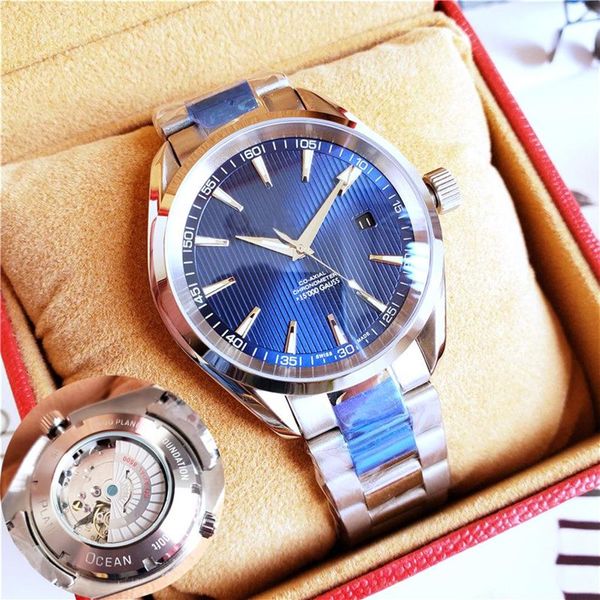 Relojes para hombres Aqua Movimiento automático Terra Reloj mecánico 8500 Caja de 39 mm Correa de acero inoxidable de zafiro transparente Parte posterior para nadar water316z