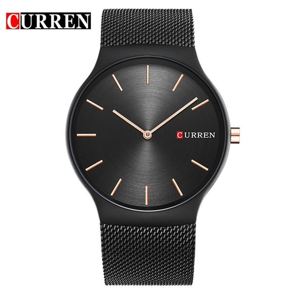 Montres hommes CURREN Marque de luxe Hommes Mesh Band Quartz Montre-bracelet Mâle Mode Étanche Business Analog Clock Montre Homme 210517