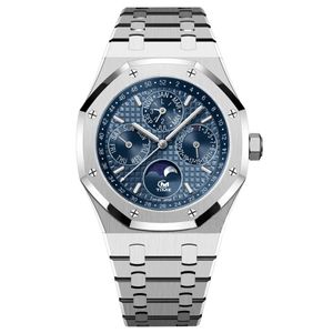 Men Watches Design gemaakt officiële stytle luxe horloge eeuwige kalender alle wijzerplaten werken 316L roestvrij staal saffier waterdichte automatische 13 kleuren beschikbaar