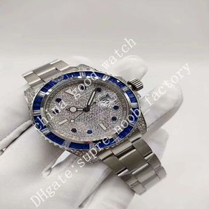 Men de surveillance en usine Sale Blue Green Diamond Classic Classic 40 mm 2813 Mouvement automatique STRAP DE DIAMON