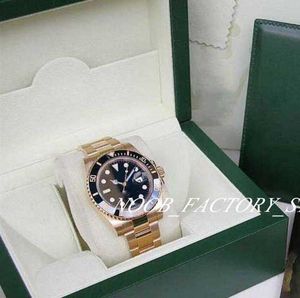 Men Watches Factory Sales Watch 2813 Automatische beweging 40 mm Nieuwe heren 18k geel goud zwart keramisch bezle Model 116618 met originele doos