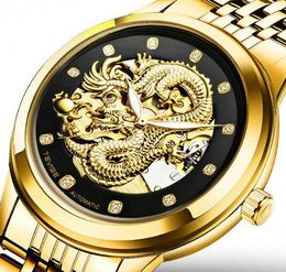 Hommes montres mode Dragon TEVISE marque montre automatique mécanique montres en acier horloge hommes montres Relogio Masculino