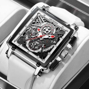 Mannen Horloges Lige Topmerk Luxe Waterdichte Quartz Square Watch voor Heren Datum Sport Hollow Klok Mannelijke Relogio Masculino 210527